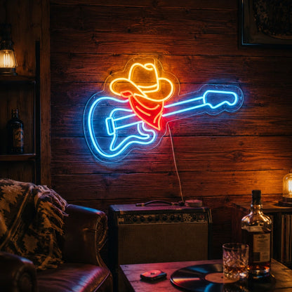 Country Guitar Cowboy Hat Neon Sign LED Neon Sign real lifestyle scene