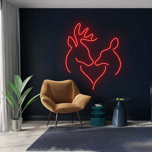 Couple Deers Neon Sign