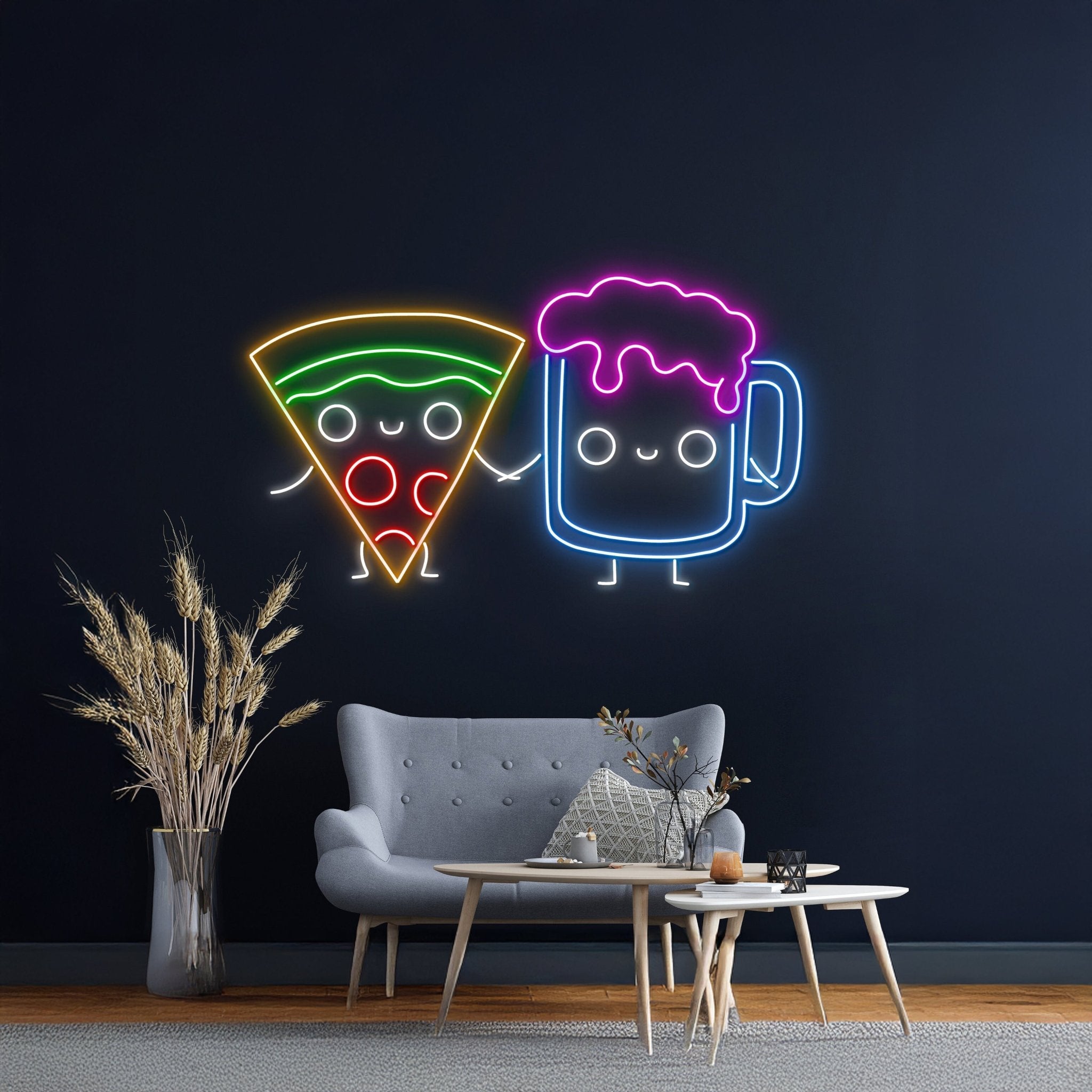 Couple Pizza And Beer Led Neon Sign - Shineneon