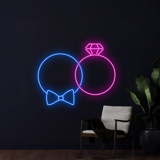 Couple Rings Neon Sign