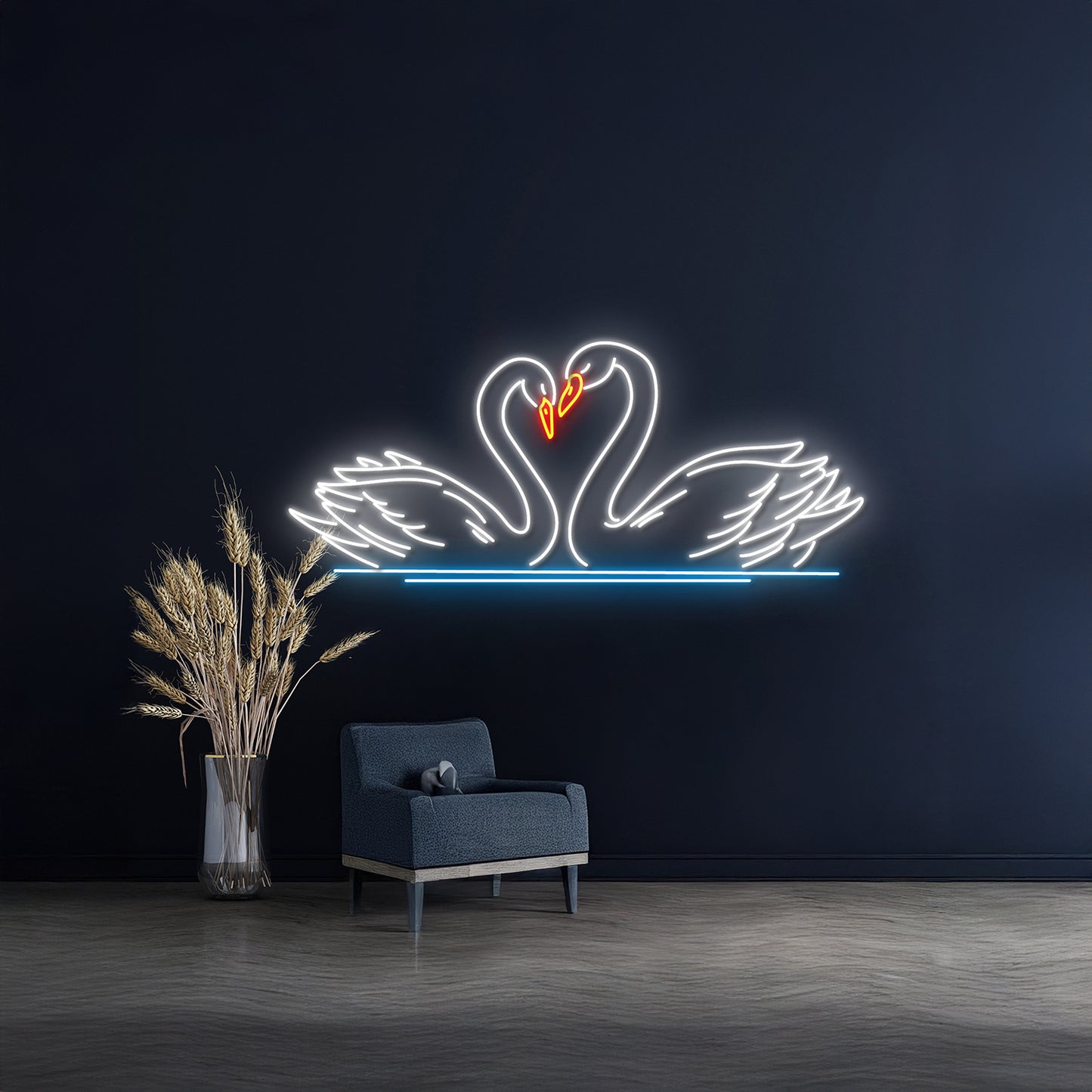 Couple Swans Led Sign Wall Decor