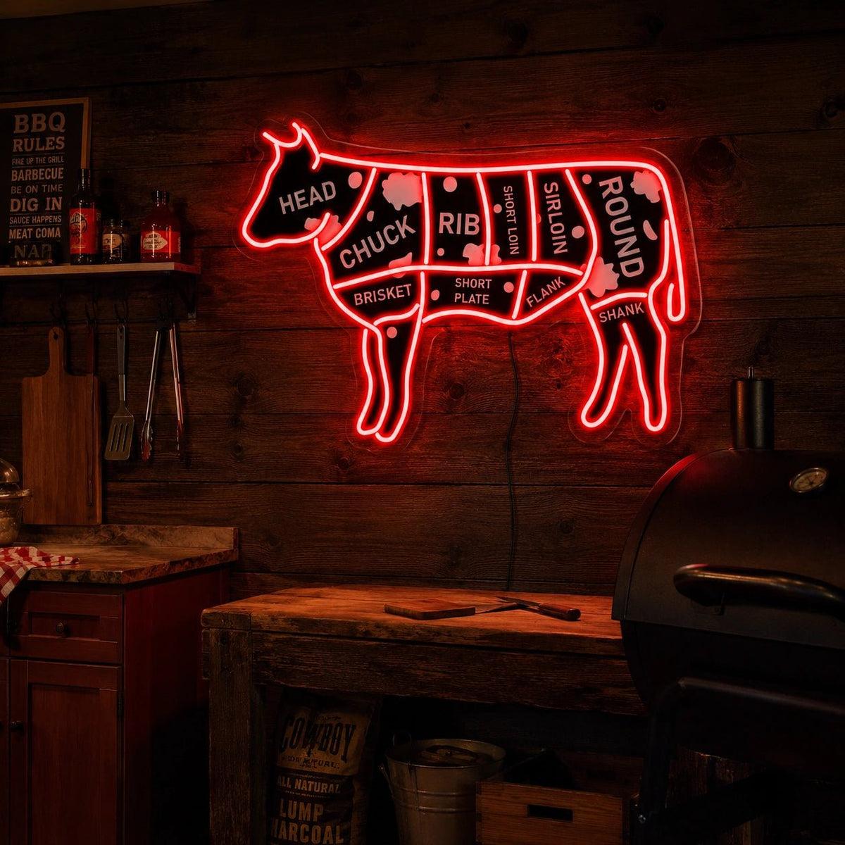 Cow Butcher Cuts LED Neon Sign - Shineneon