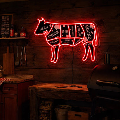 Cow Butcher Cuts LED Neon Sign - Shineneon