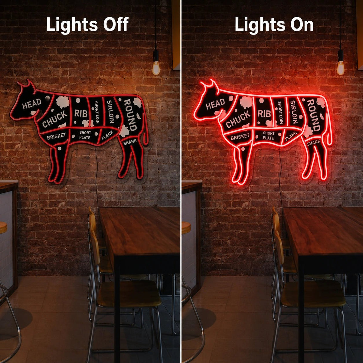 Cow Butcher Cuts LED Neon Sign - Shineneon