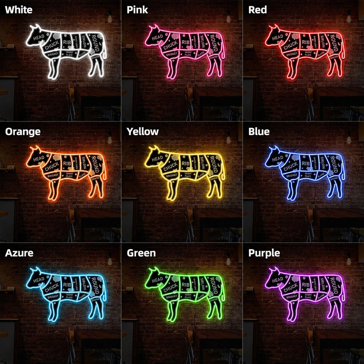 Cow Butcher Cuts LED Neon Sign - Shineneon