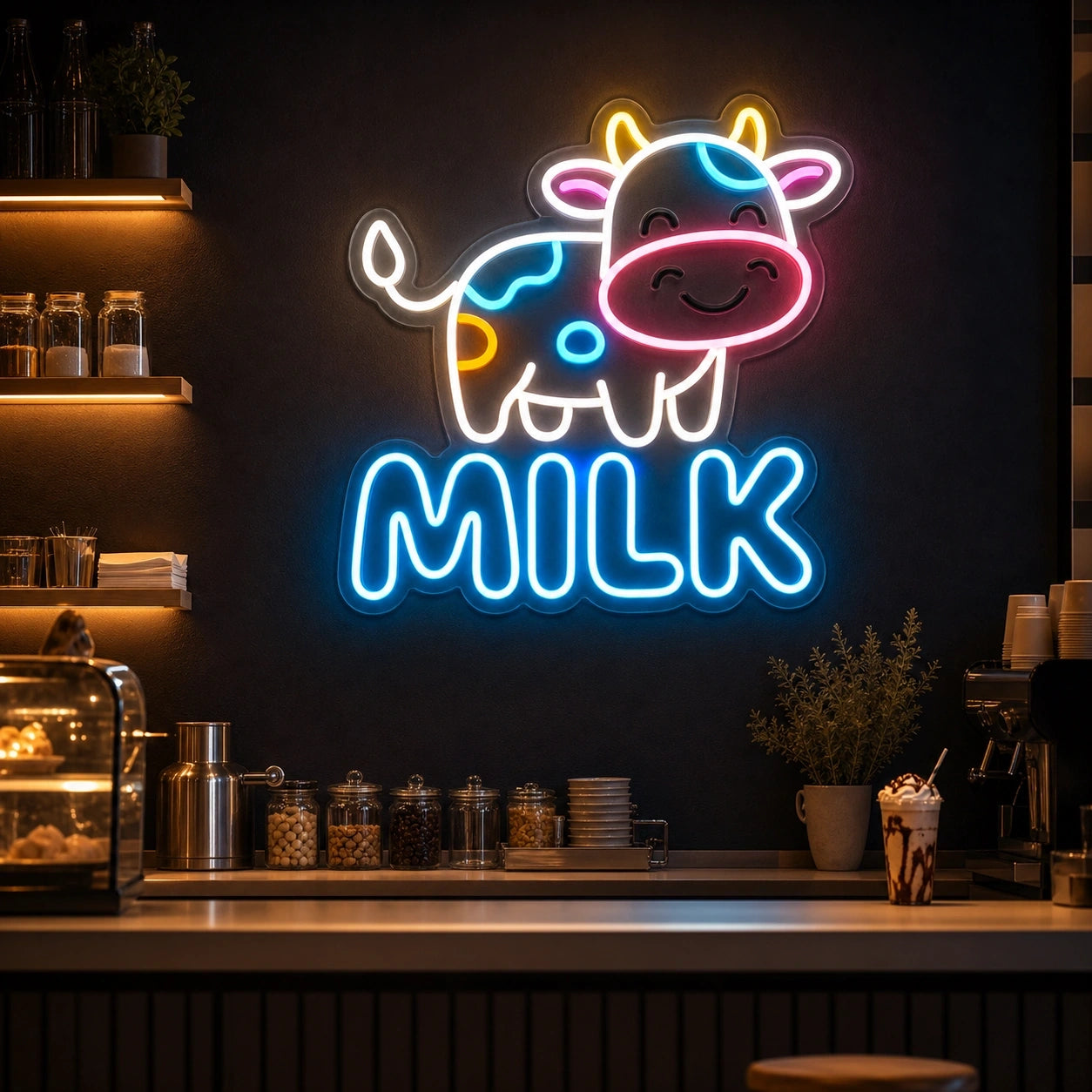 Cow Milk LED Neon Sign Home Bar Wall Decoration high-converting product image