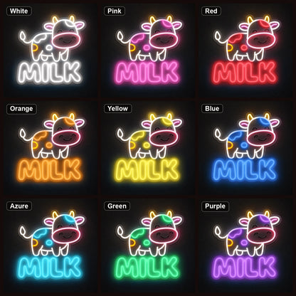 Cow Milk LED Neon Sign Home Bar Wall Decoration color grid