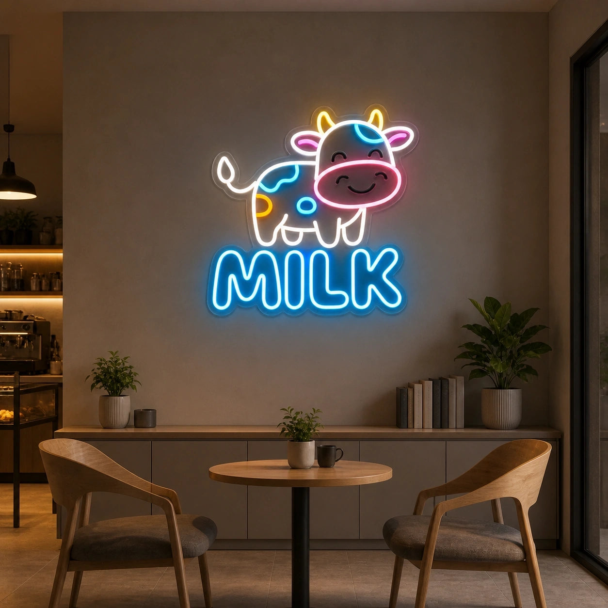 Cow Milk LED Neon Sign Home Garage Wall Decoration size image