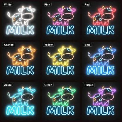 Cow Milk LED Neon Sign Man Cave Neon Sign color grid