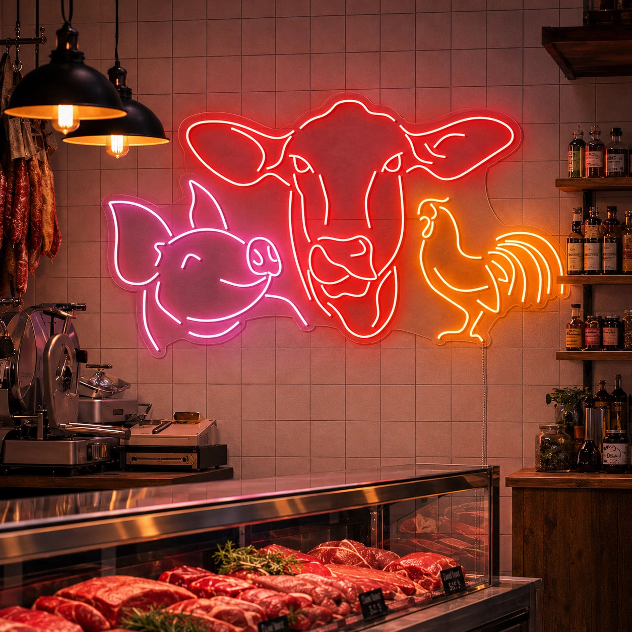 Cow Pig And Rooster LED Neon Sign high-converting product image