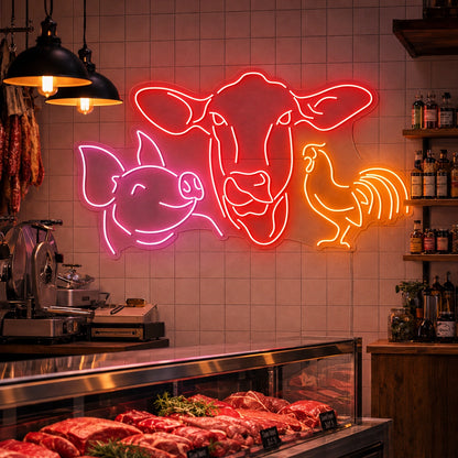 Cow Pig And Rooster LED Neon Sign high-converting product image