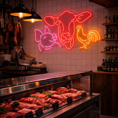 Cow Pig And Rooster LED Neon Sign - Shineneon