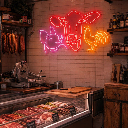 Cow Pig And Rooster LED Neon Sign - Shineneon
