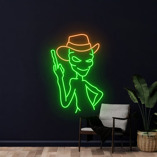 Cowboy Alien Led Sign