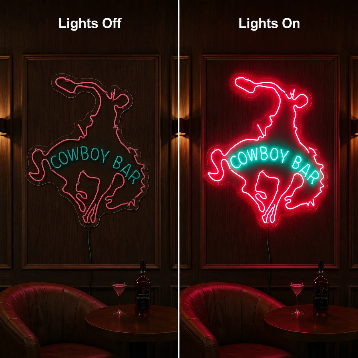 Cowboy Bar Bucking Bronco LED Neon Sign main product image