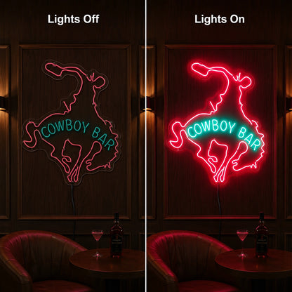 Cowboy Bar Bucking Bronco LED Neon Sign main product image