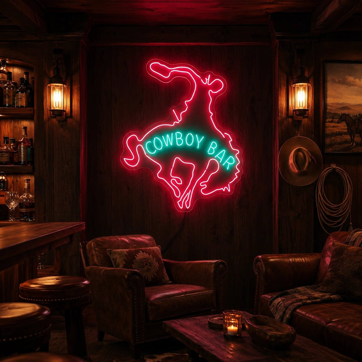 Cowboy Bar Bucking Bronco LED Neon Sign - Shineneon