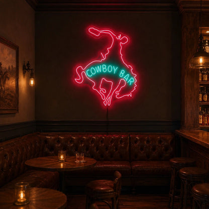 Cowboy Bar Bucking Bronco LED Neon Sign - Shineneon