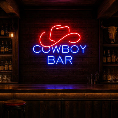 Cowboy Bar Hat Vintage LED Neon Sign high-converting product image
