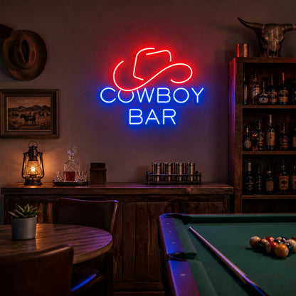 Cowboy Bar Hat Vintage LED Neon Sign real lifestyle scene