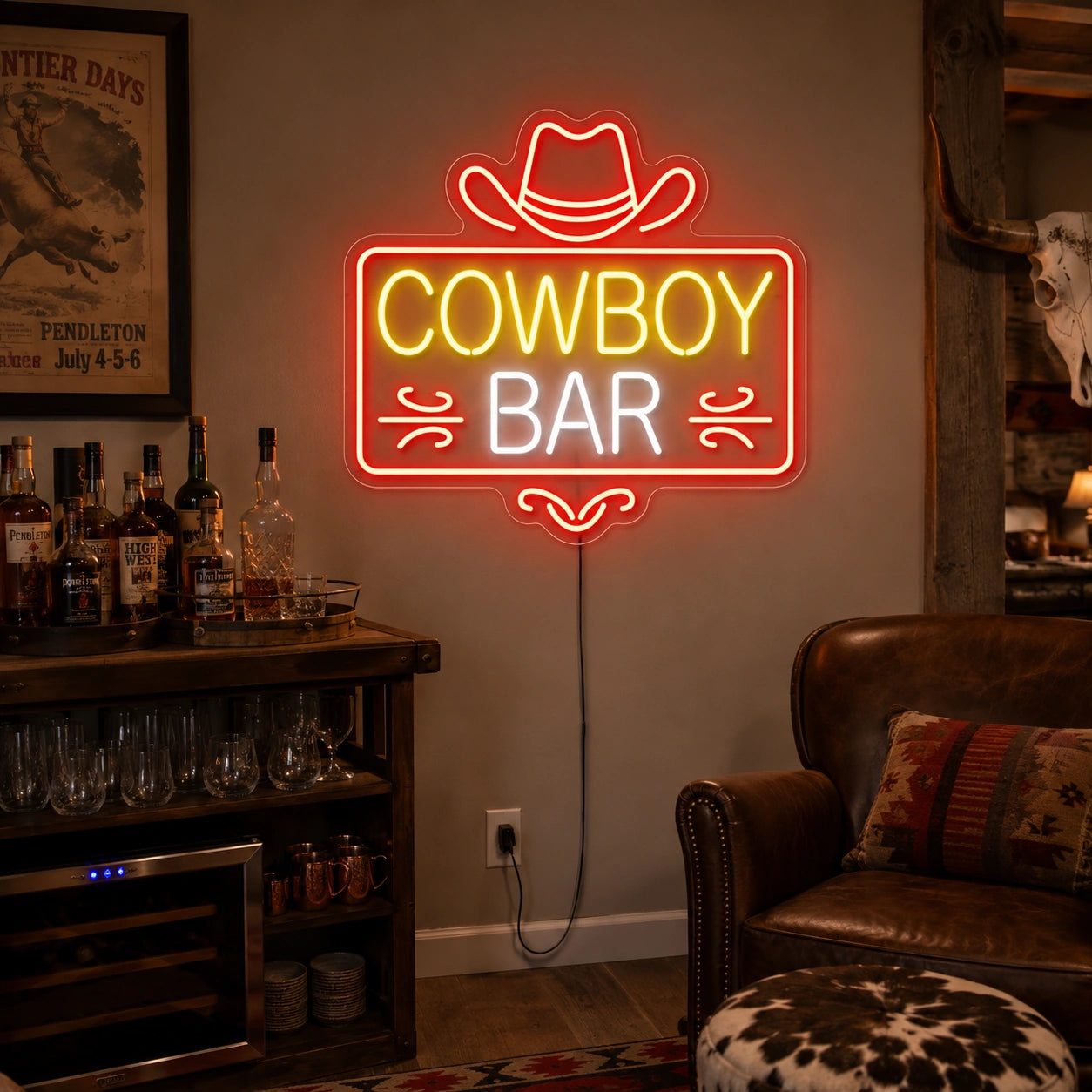 Cowboy Bar Neon Sign LED Neon Sign real lifestyle scene