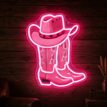 Cowboy Boot And Hat Garage Neon Sign Vintage LED Neon Sign high-converting product image