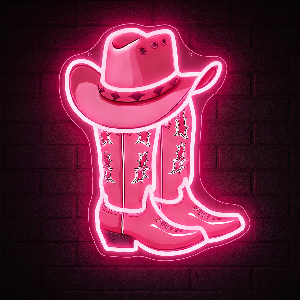 Cowboy Boot And Hat Garage Neon Sign Vintage LED Neon Sign main product image