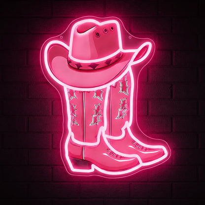 Cowboy Boot And Hat Garage Neon Sign Vintage LED Neon Sign main product image