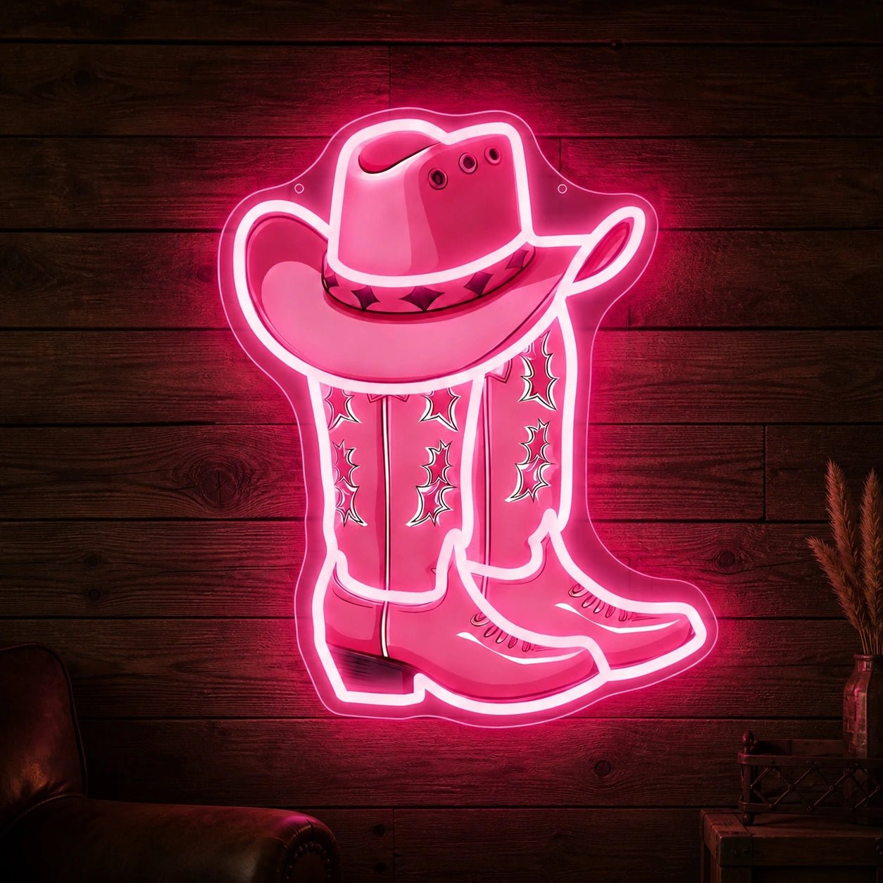Cowboy Boot And Hat Garage Neon Sign Vintage LED Neon Sign - Shineneon