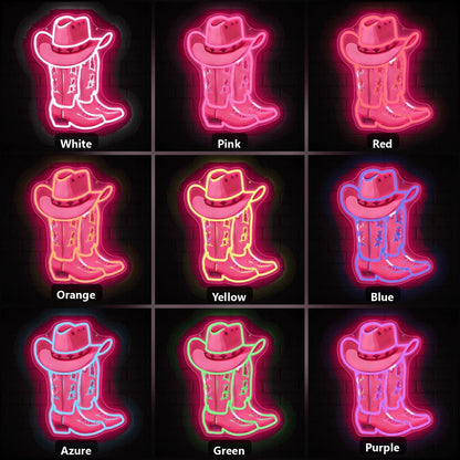 Cowboy Boot And Hat Garage Neon Sign Vintage LED Neon Sign - Shineneon