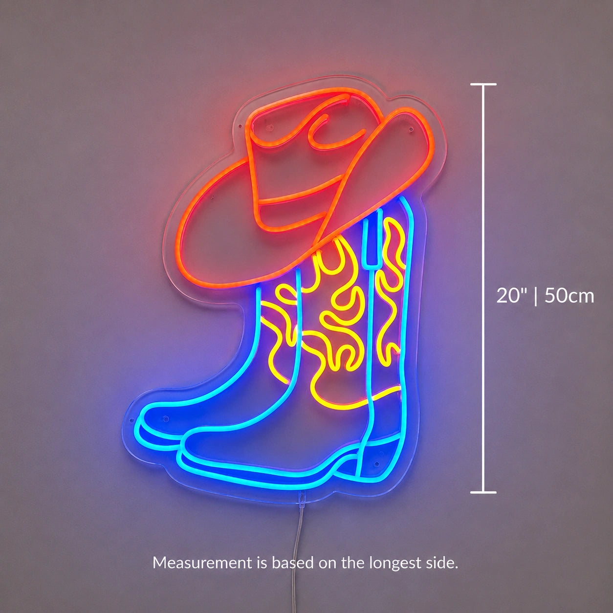 Cowboy Boot And Hat Neon Sign LED Neon Sign size image