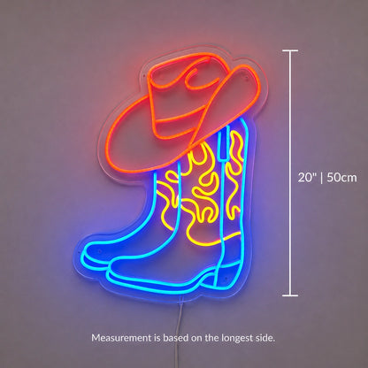 Cowboy Boot And Hat Neon Sign LED Neon Sign size image