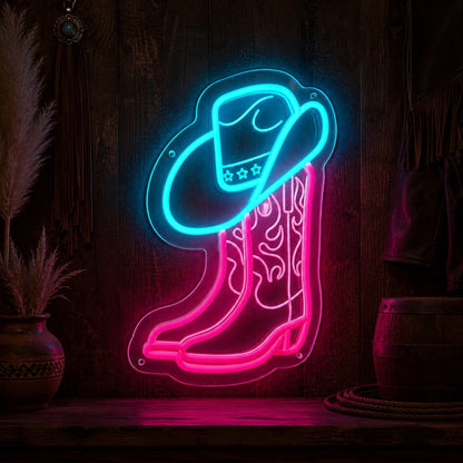 Cowboy Boot And Hat Vintage LED Neon Sign high-converting product image