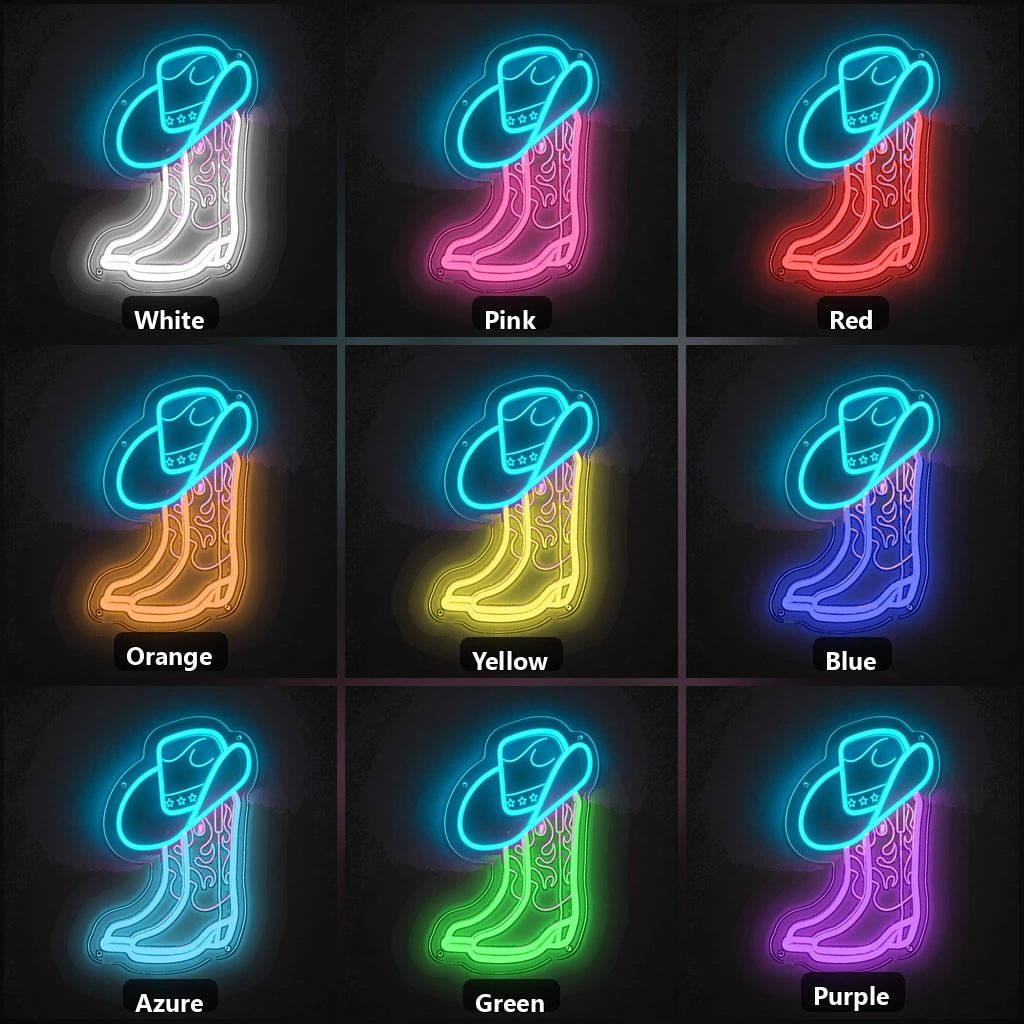 Cowboy Boot And Hat Vintage LED Neon Sign - Shineneon