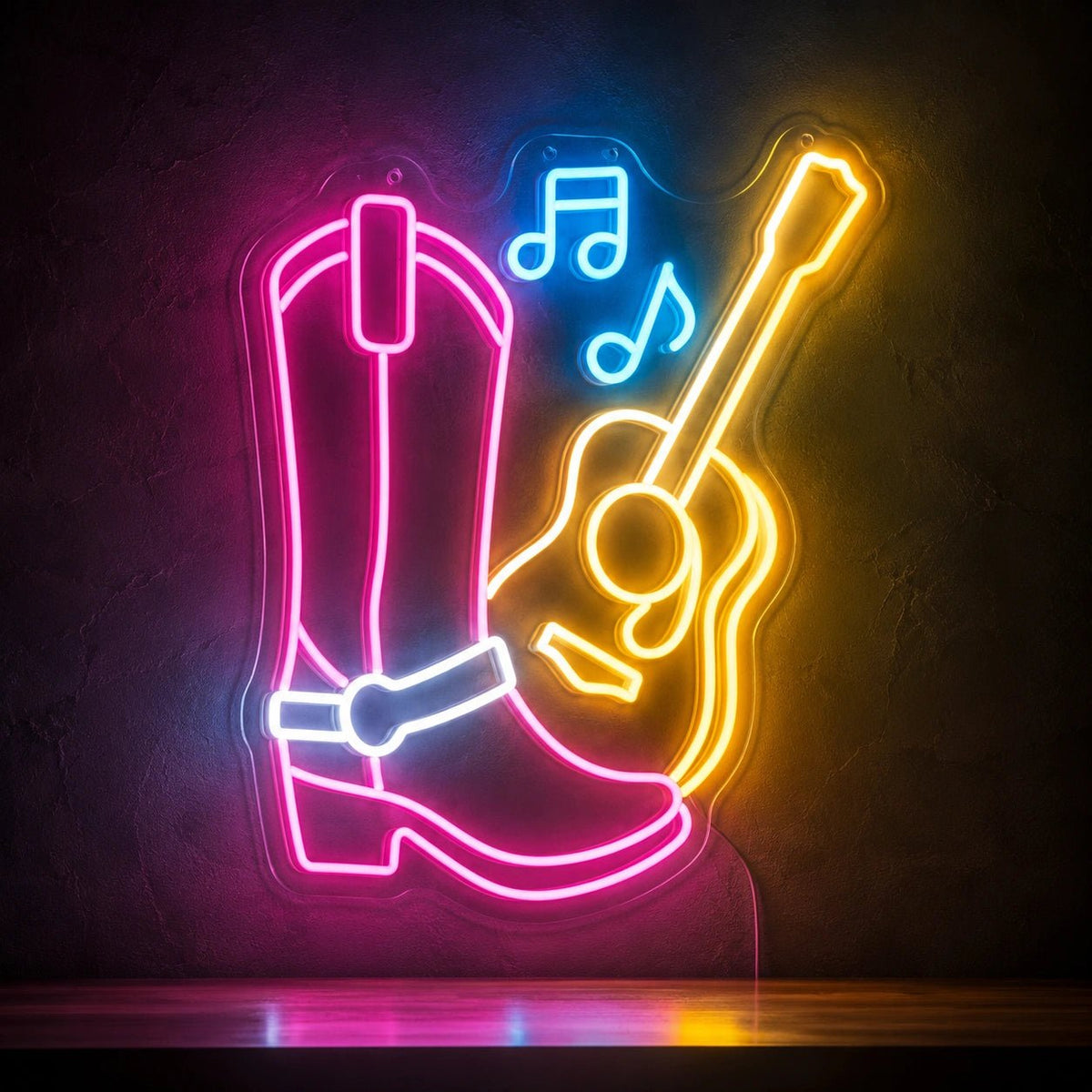 Cowboy Boot Guitar LED Neon Sign Man Cave Neon Sign - Shineneon