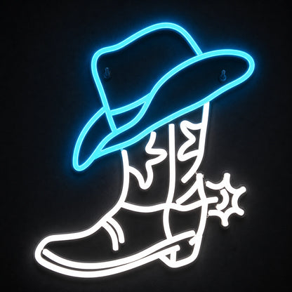 Cowboy Boot Hat Floral Spur Vintage LED Neon Sign main product image