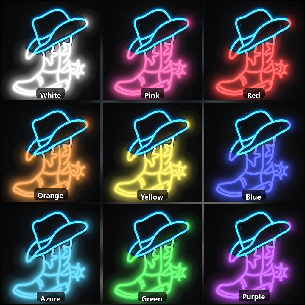 Cowboy Boot Hat Floral Spur Vintage LED Neon Sign - Shineneon