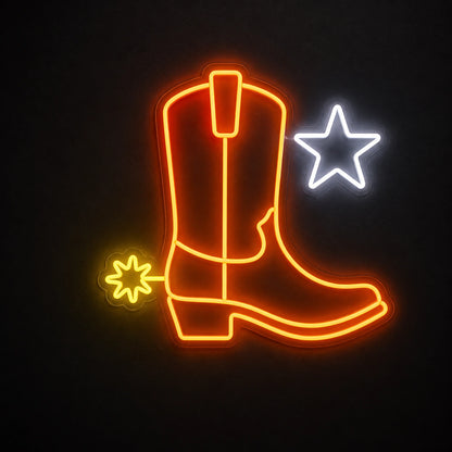 Cowboy Boot Star Spur Vintage LED Neon Sign main product image