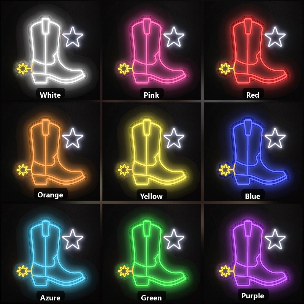 Cowboy Boot Star Spur Vintage LED Neon Sign - Shineneon