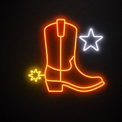 Cowboy Boot Star Spur Vintage LED Neon Sign - Shineneon
