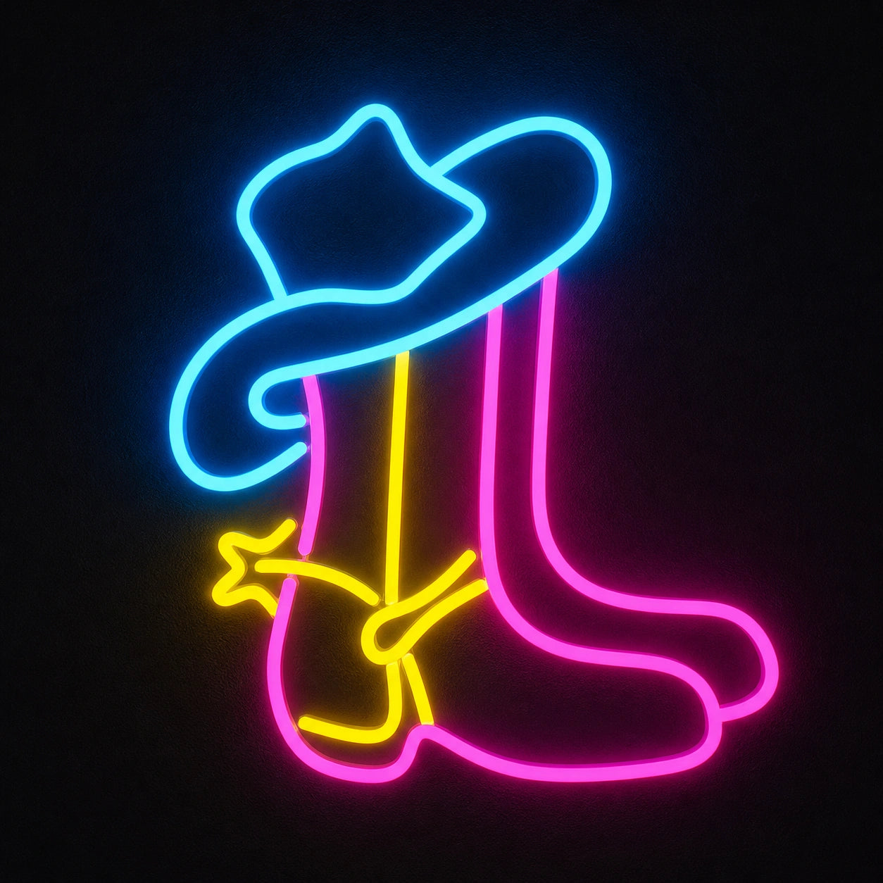 Cowboy Boot With Hat And Rope Vintage LED Neon Sign main product image