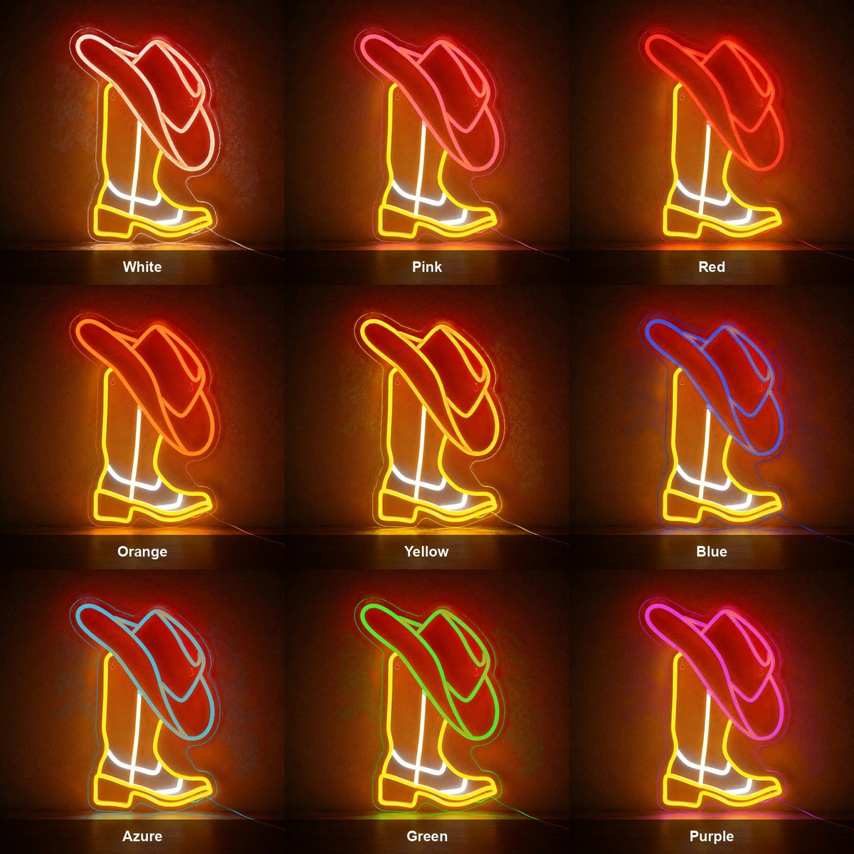 Cowboy Boot With Hat LED Neon Sign - Shineneon