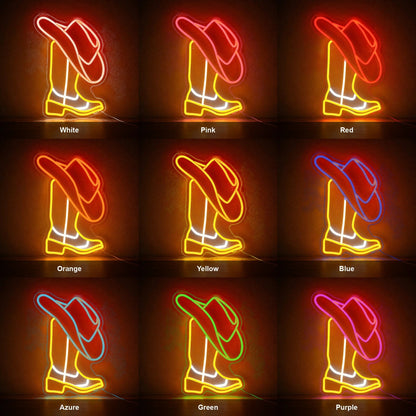 Cowboy Boot With Hat LED Neon Sign - Shineneon
