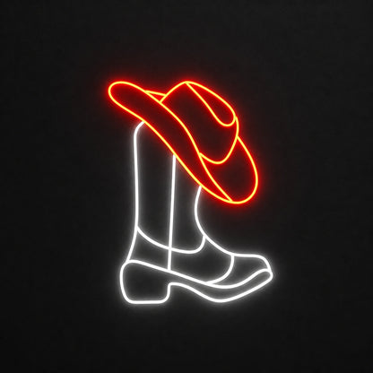 Cowboy Boots And Hat Dads Home Wall Art Vintage LED Neon Sign main product image