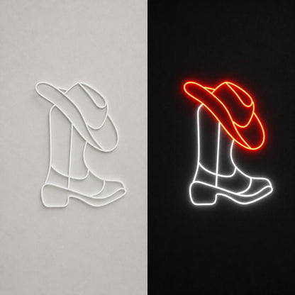 Cowboy Boots And Hat Dads Home Wall Art Vintage LED Neon Sign - Shineneon