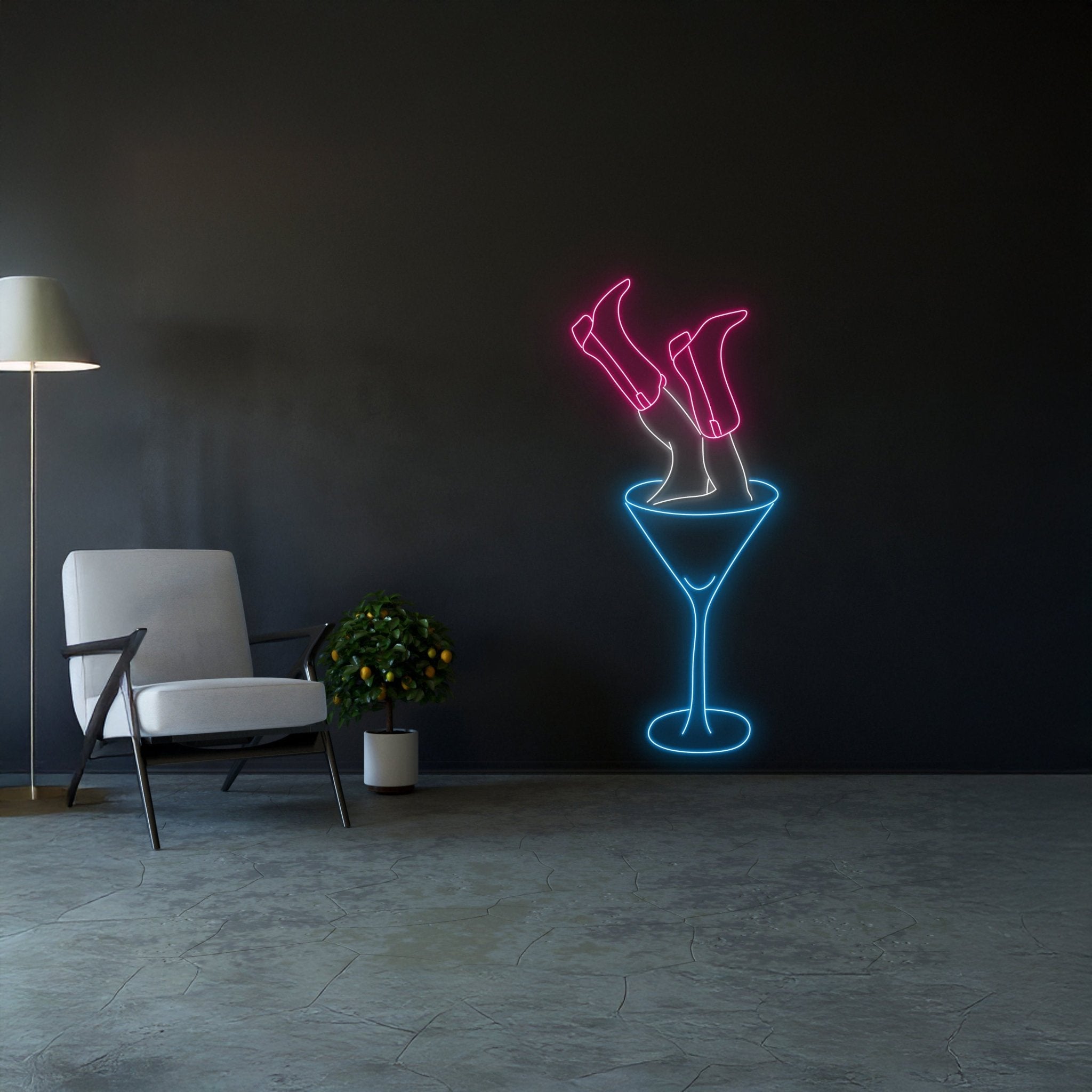 Cowboy Boots Martini Cocktail Neon Sign - Shineneon