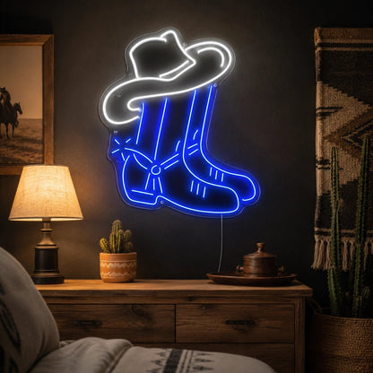 Cowboy Boots Wide Hat LED Neon Sign - Shineneon