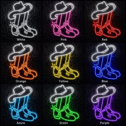 Cowboy Boots Wide Hat LED Neon Sign - Shineneon