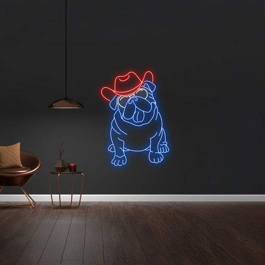 Cowboy Bulldog Neon Sign