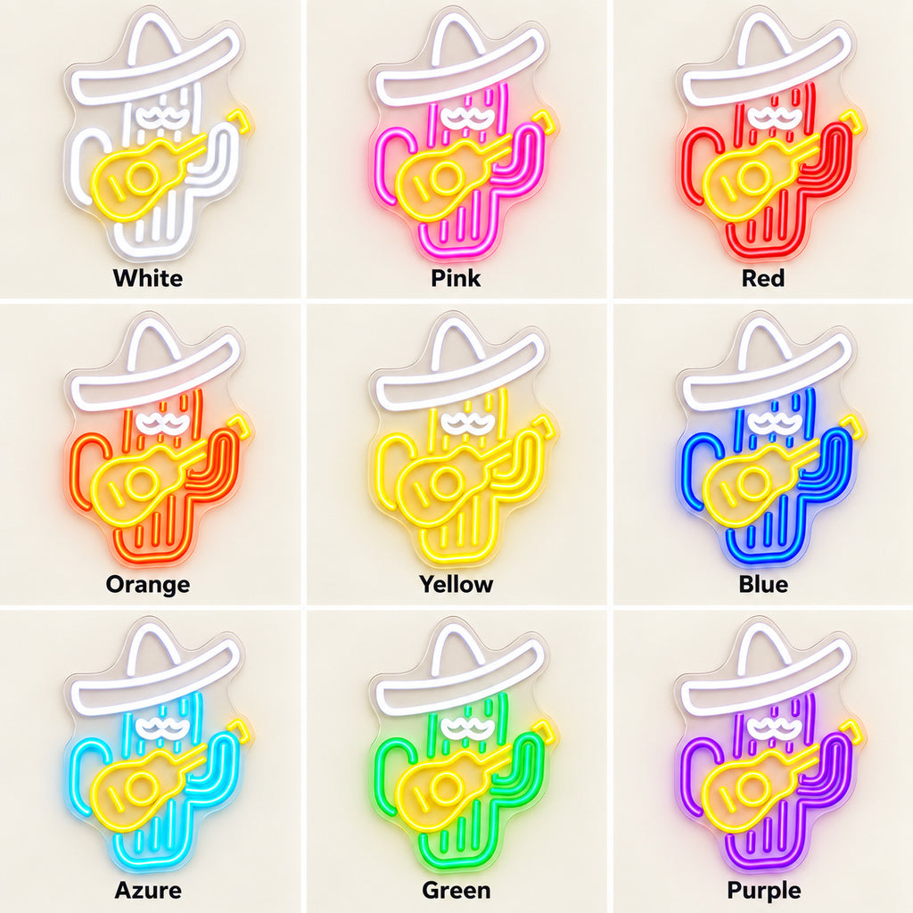Cowboy Cactus Guitar LED Neon Sign — original product image 04